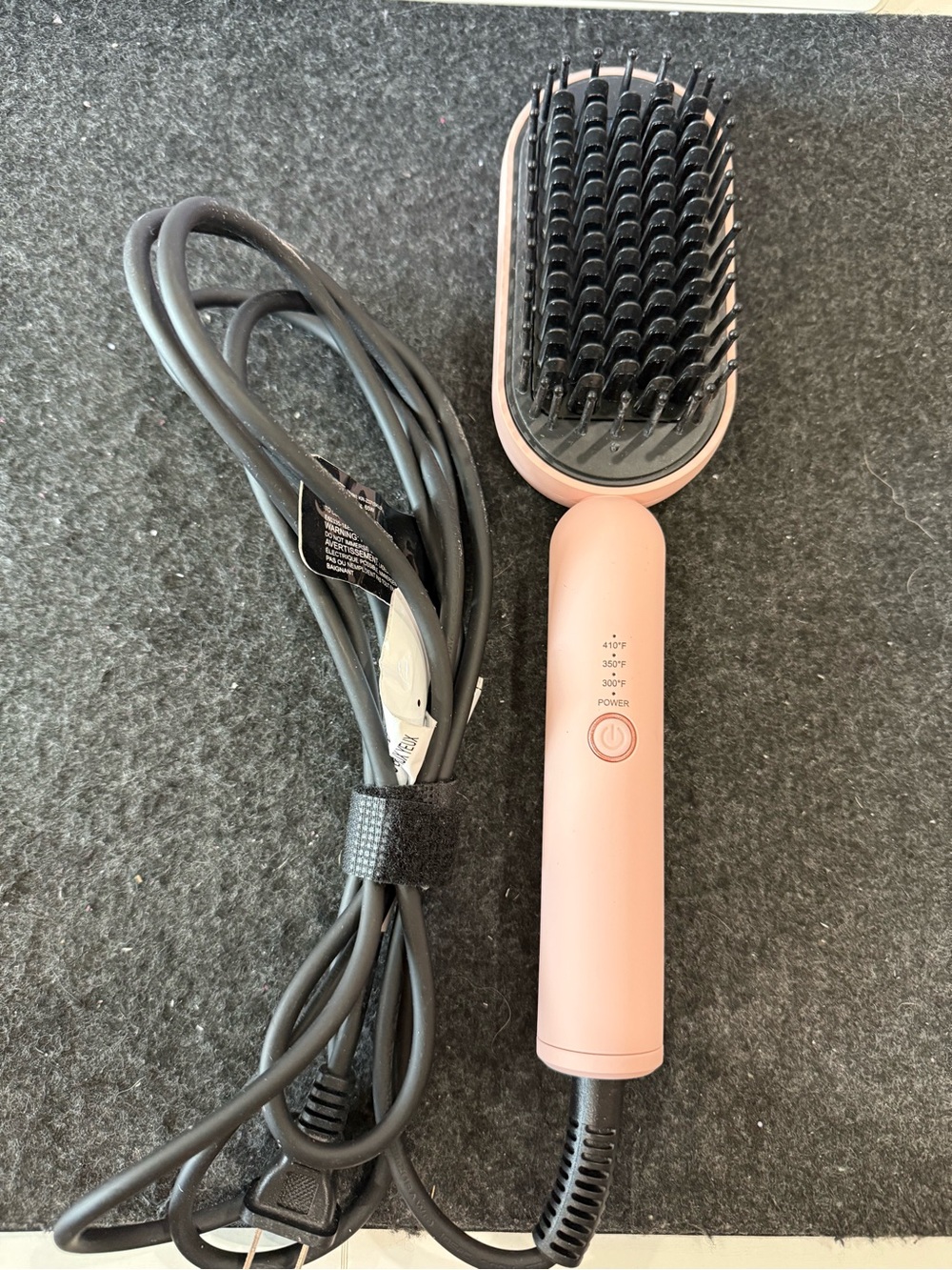 Lange Pink Heated Straightening Brush with Black Bristles